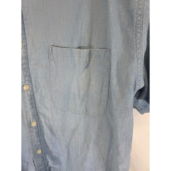 Eddie Bauer Mens Medium Faded Chambray Short Sleeve Collared Shirt Blue - Picture 4 of 9